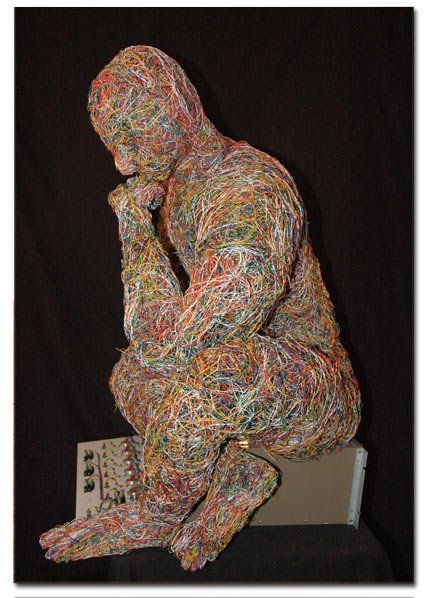 Mental Projection Of the Digital Self. (Mpods). Contemporary Life-Sized Sculpture.  By Artist Craig Clarke. 